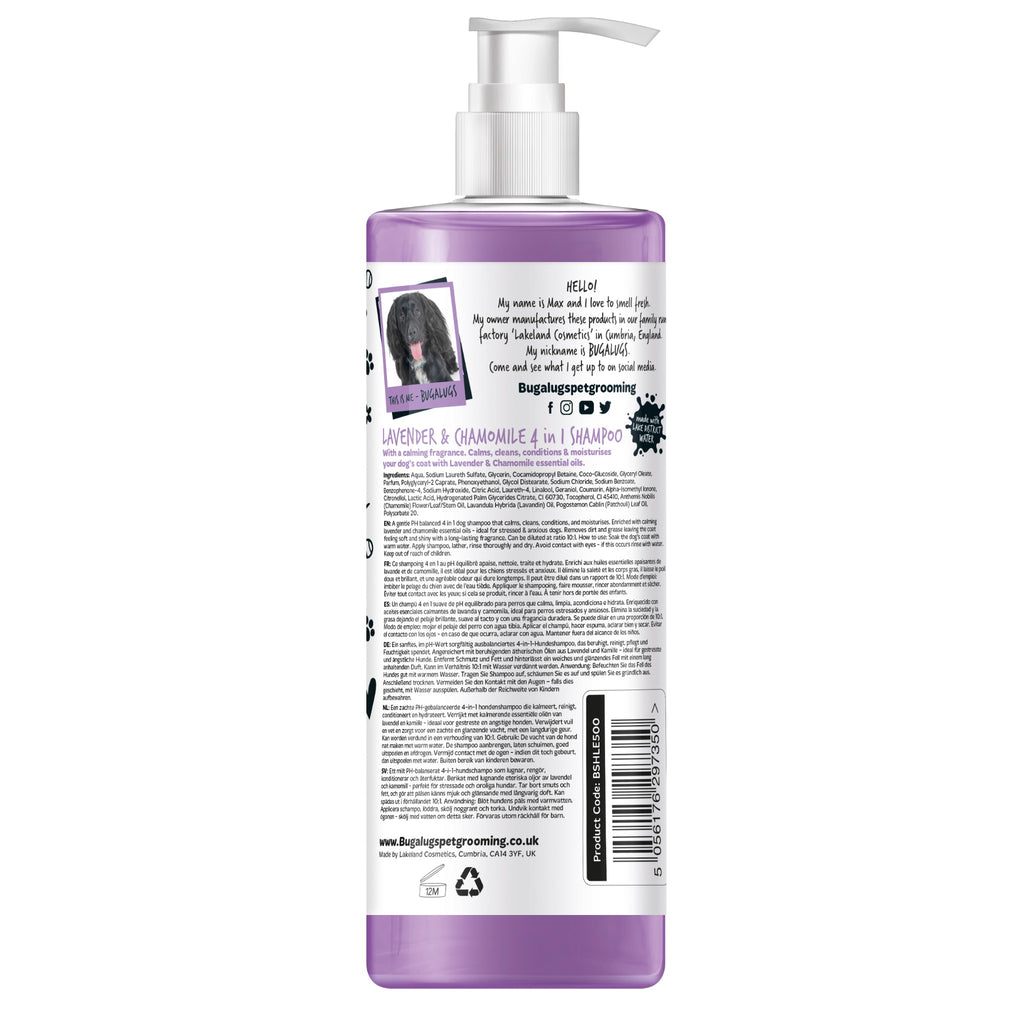 Bugalugs 4-in-1 Shampoo 500ml back label