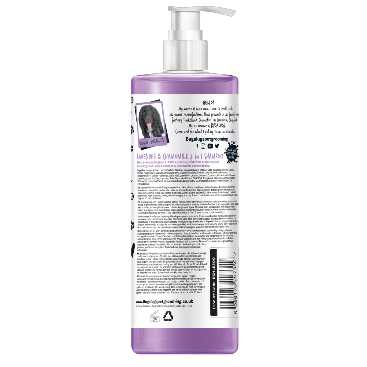 Bugalugs 4-in-1 Shampoo 500ml back label