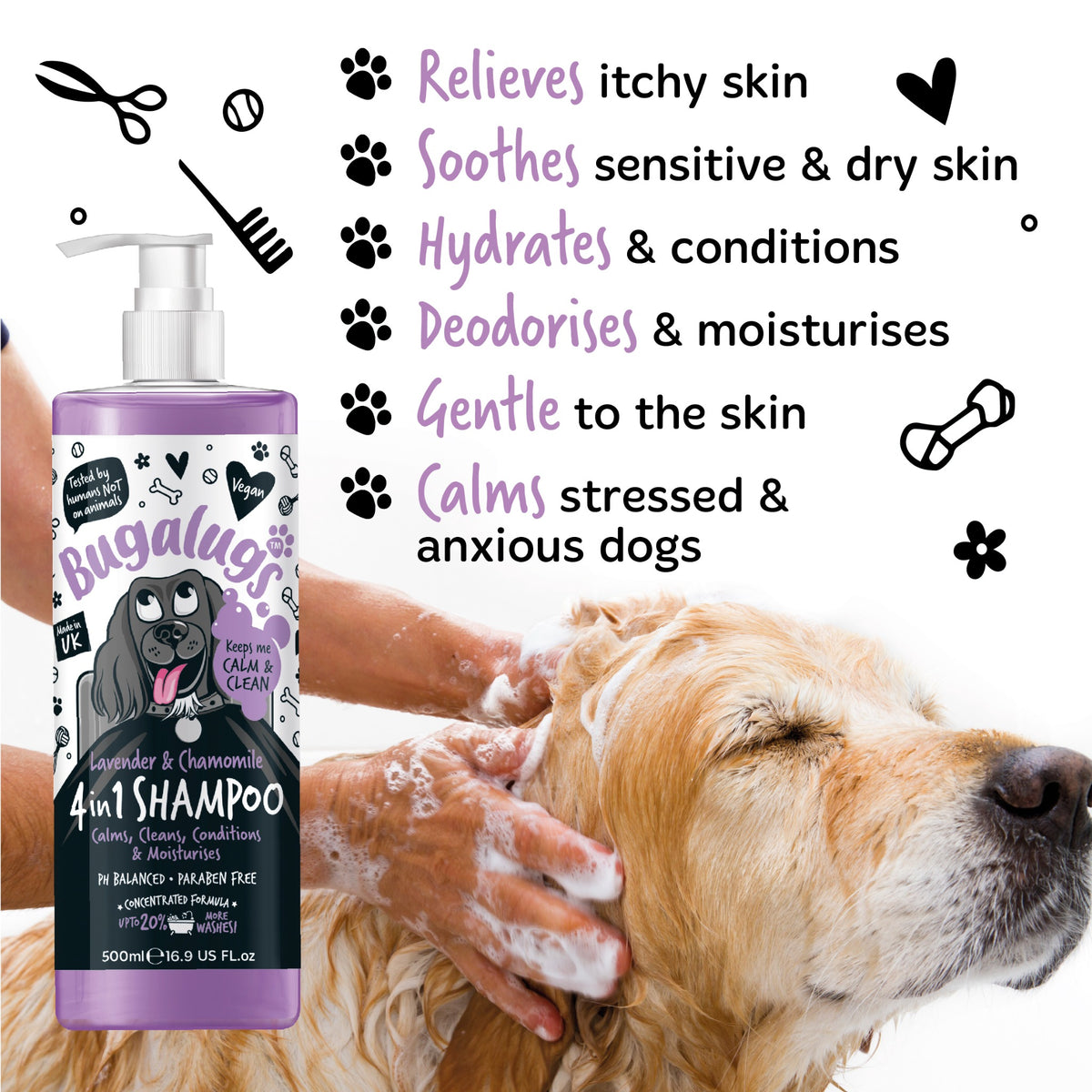 Bugalugs Lavender and Chamomile 4-in-1 Shampoo dog wash