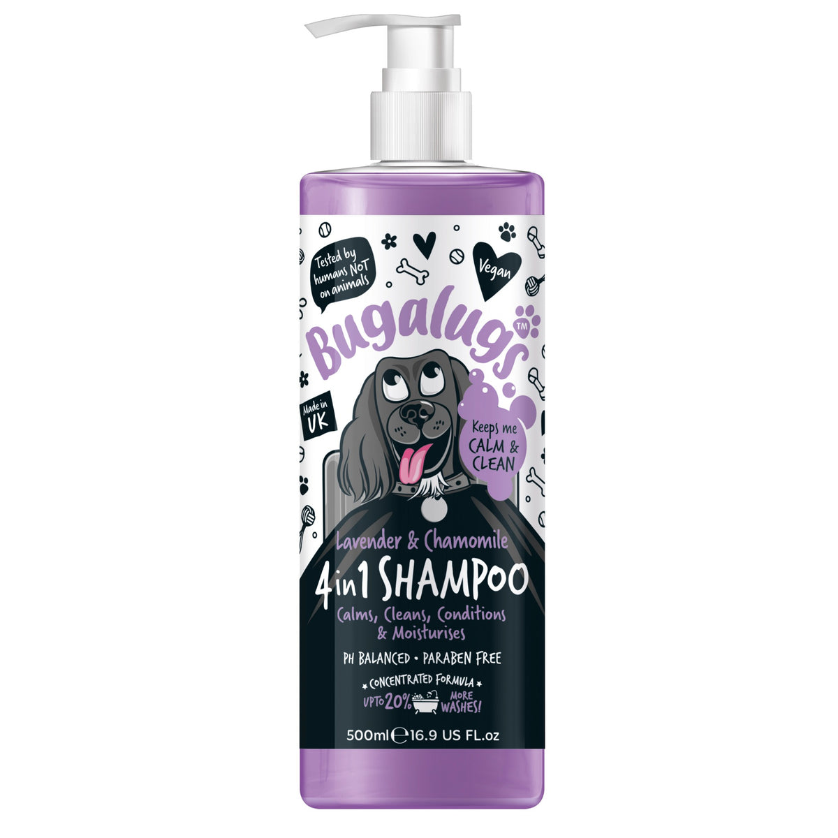Bugalugs Lavender and Chamomile 4-in-1 Shampoo 500ml front