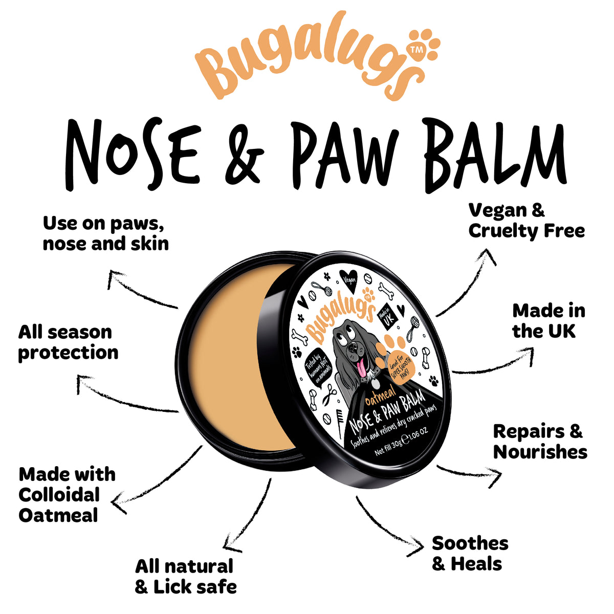 Bugalugs Oatmeal Nose & Paw Balm natural benefits