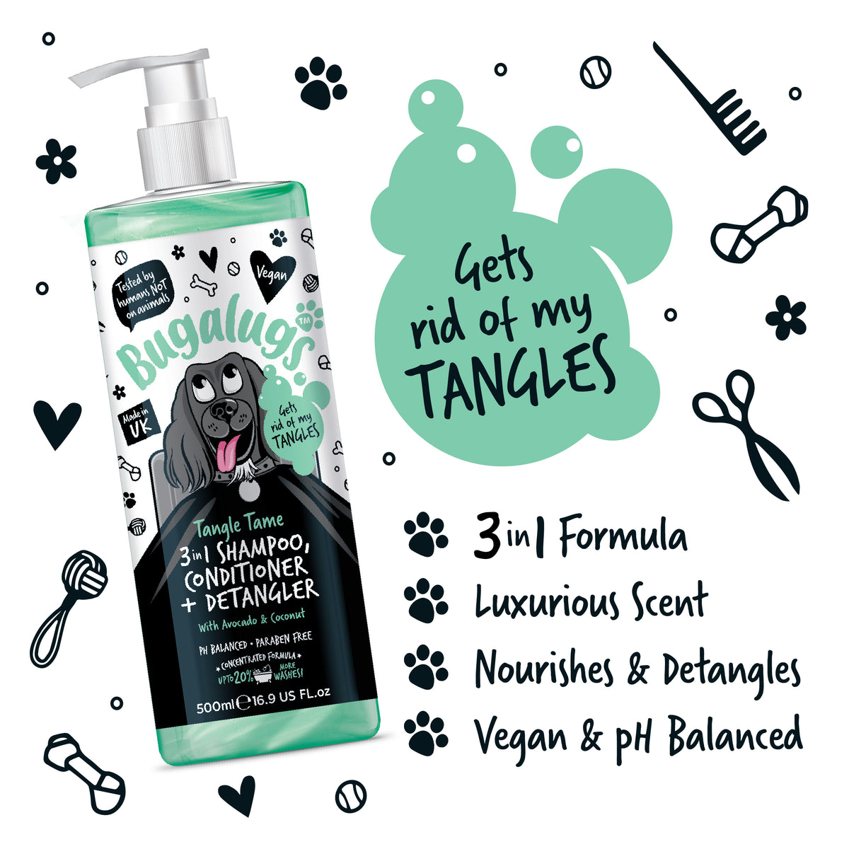 Bugalugs Tangle Tame Shampoo rich lather