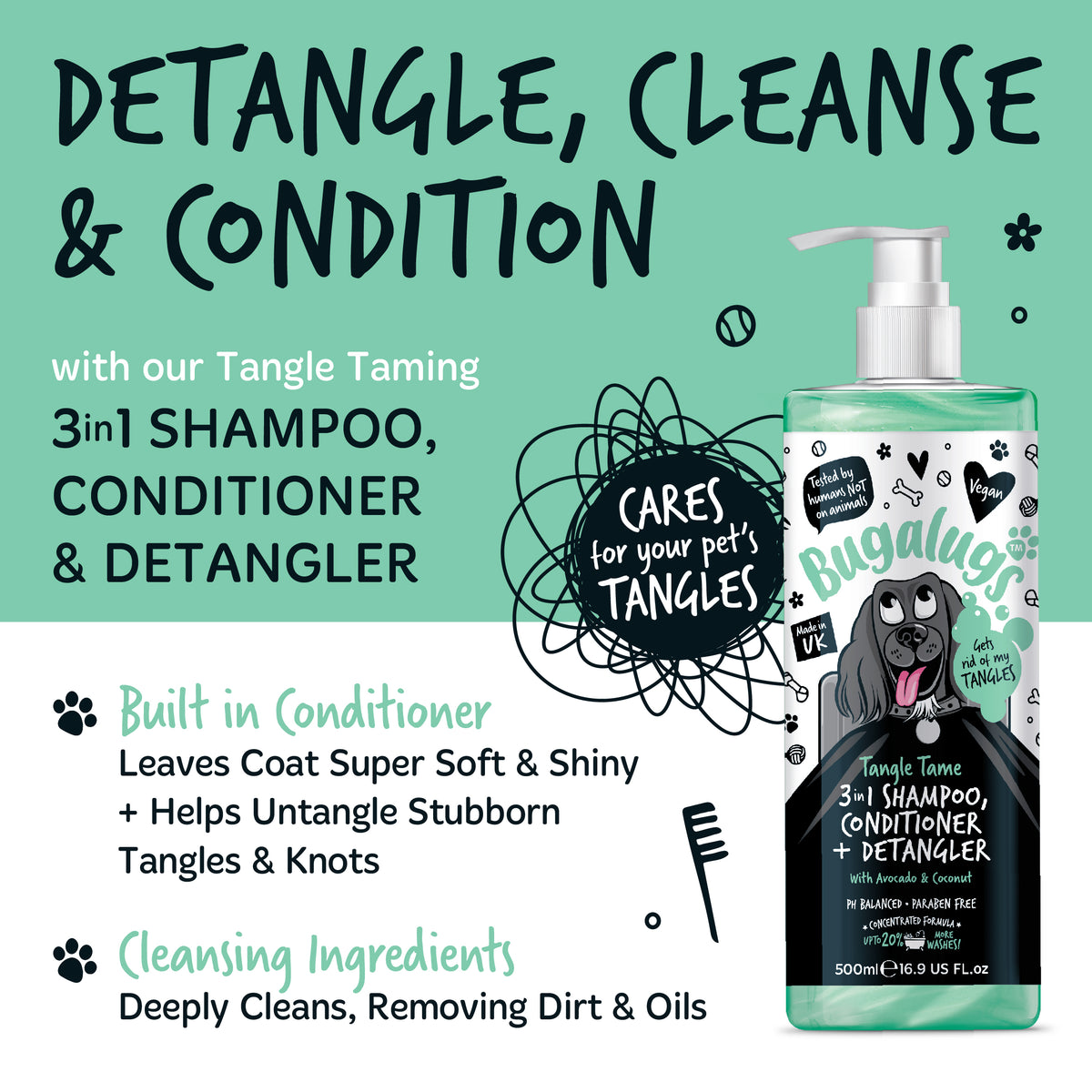 Bugalugs Tangle Tame Shampoo for pet tangles