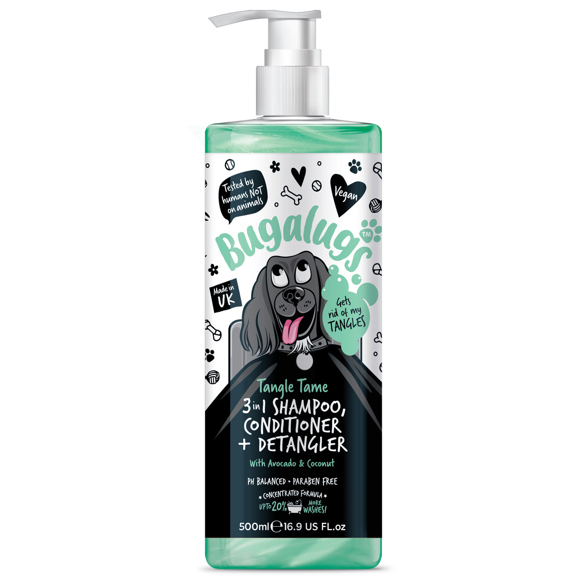 Bugalugs Tangle Tame 3-in-1 Shampoo 500ml front