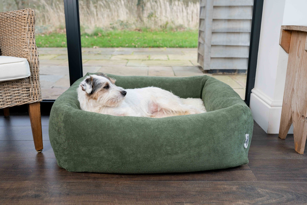 Ruff & Tumble Burnham Bolster Towelling Bed Cover in Olive