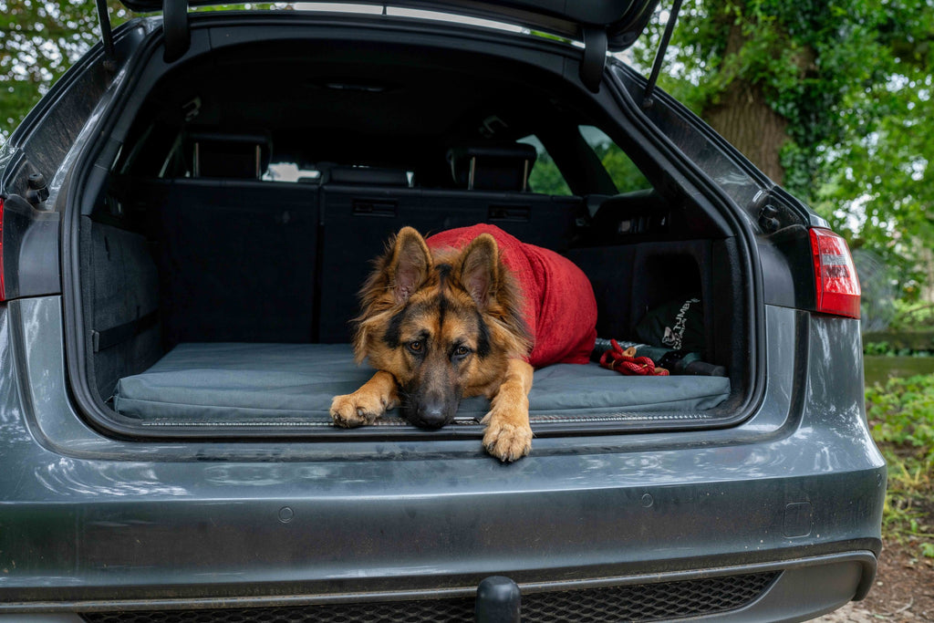 Ruff & Tumble Crate Mat Boot Bed in Storm with dog in car boot