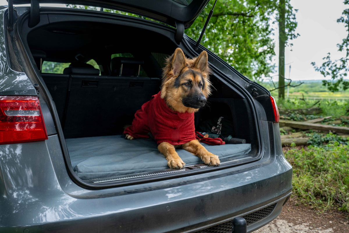 Ruff & Tumble Crate Mat Boot Bed in Storm with dog in car boot