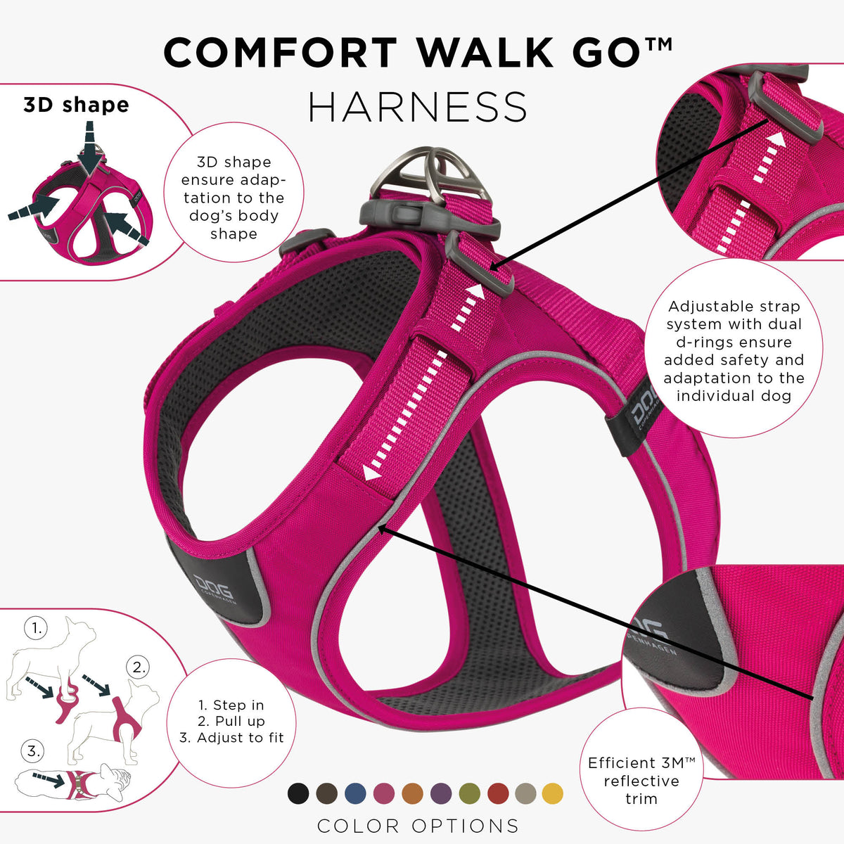 DOG Copenhagen Comfort Walk Go Harness Wild Rose product feature