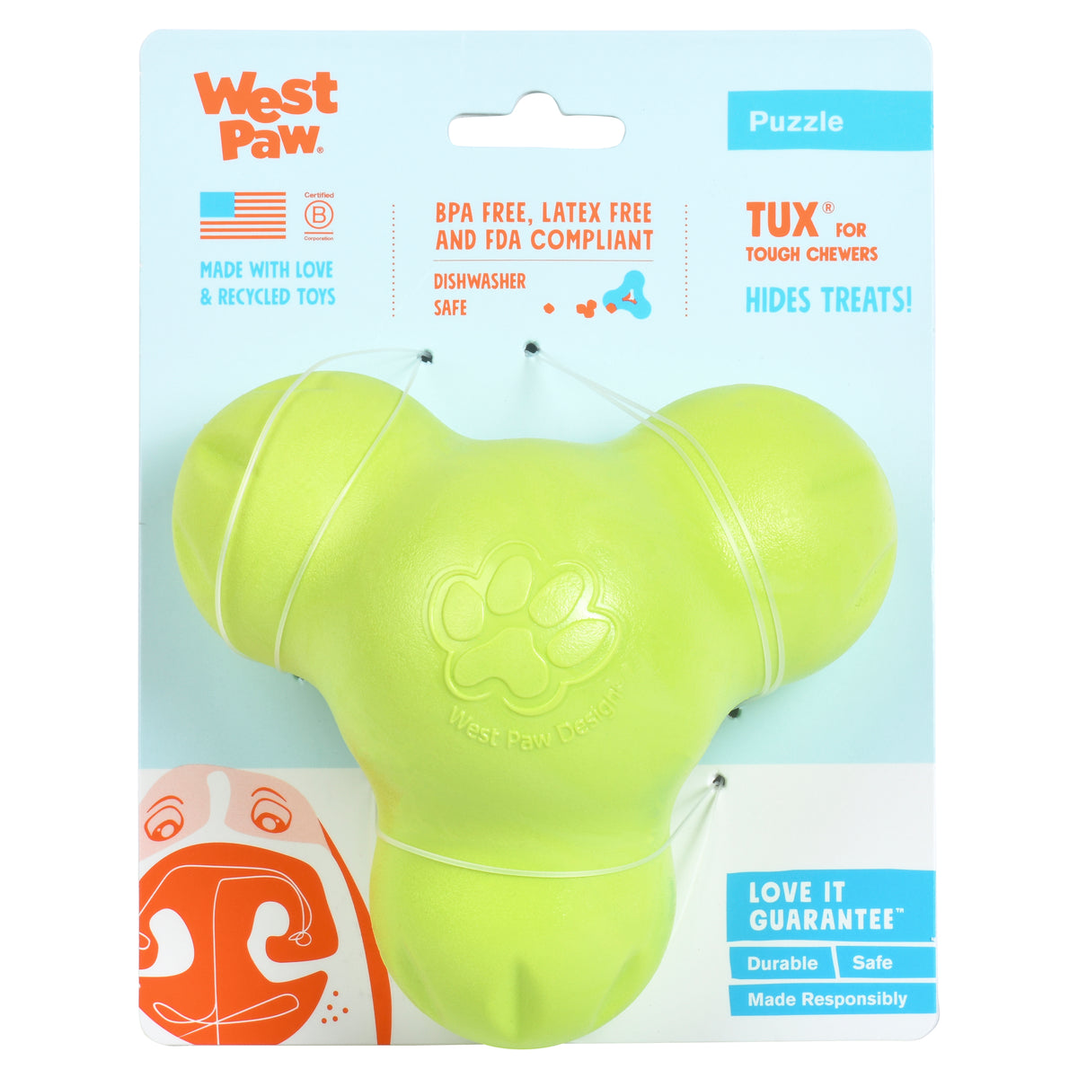West Paw Zogoflex Tux Granny Smith Green Large in packaging
