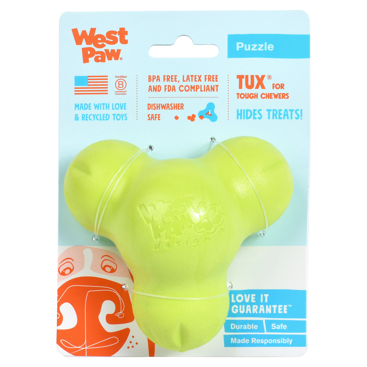 West Paw Zogoflex Tux Granny Smith Green Small in packaging
